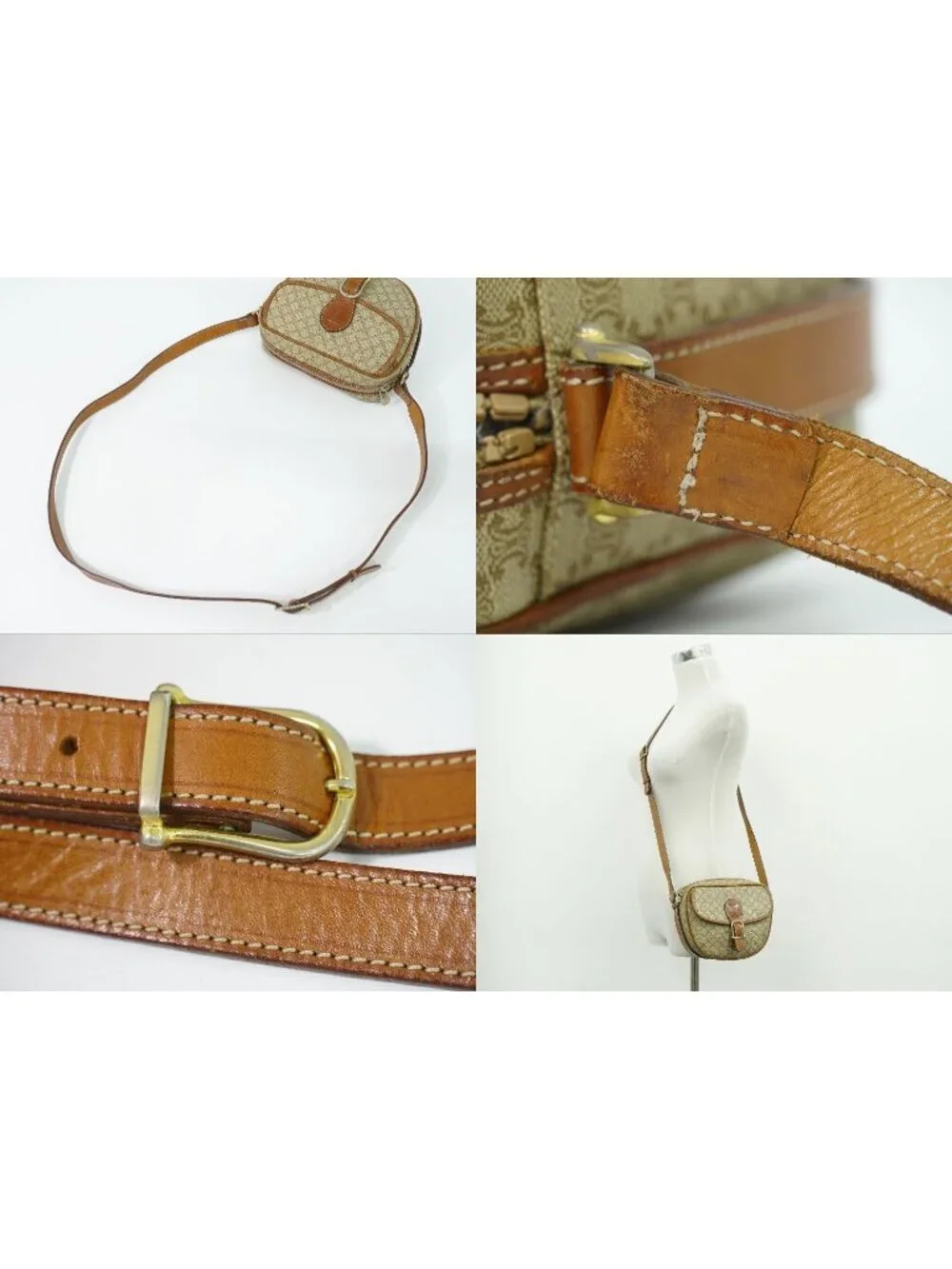 Celine Macadam Shoulder Bag Pochette Beige
